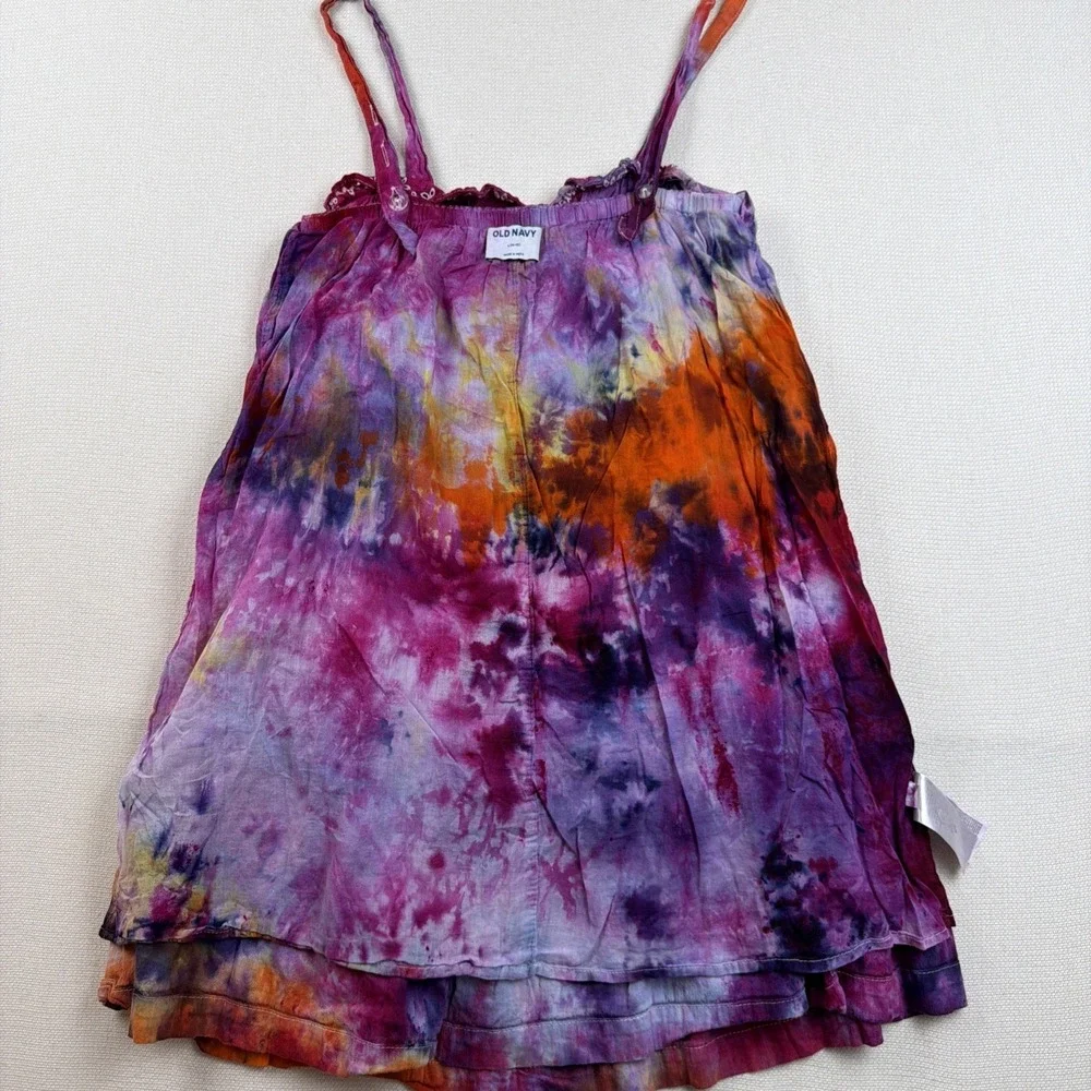 Old Navy Girls Tie Dye Tiered Dress Size L (10-12) Casual Spaghetti Straps Fun